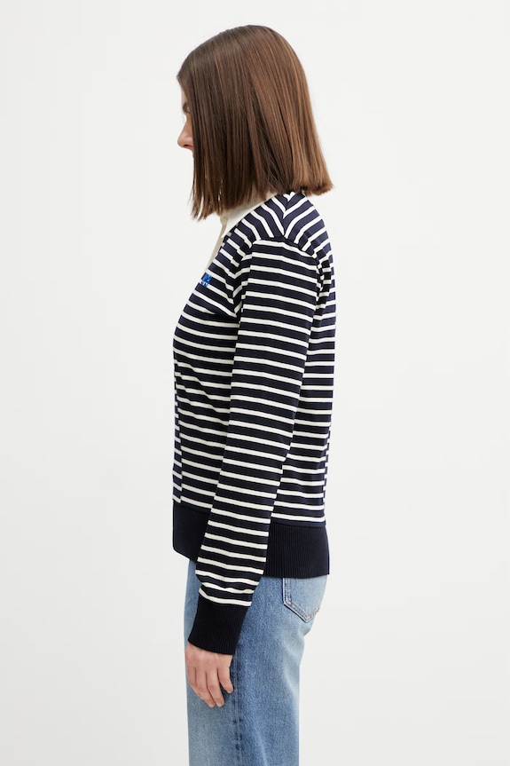 Wales Bonner a maniche lunghe da donna in cotone WS26JE18.JE02.591 blu navy SS26