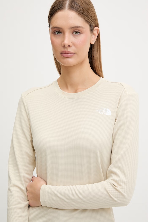 The North Face longsleeve sportowy damski Shadow beżowy NF0A8E1EDOM1