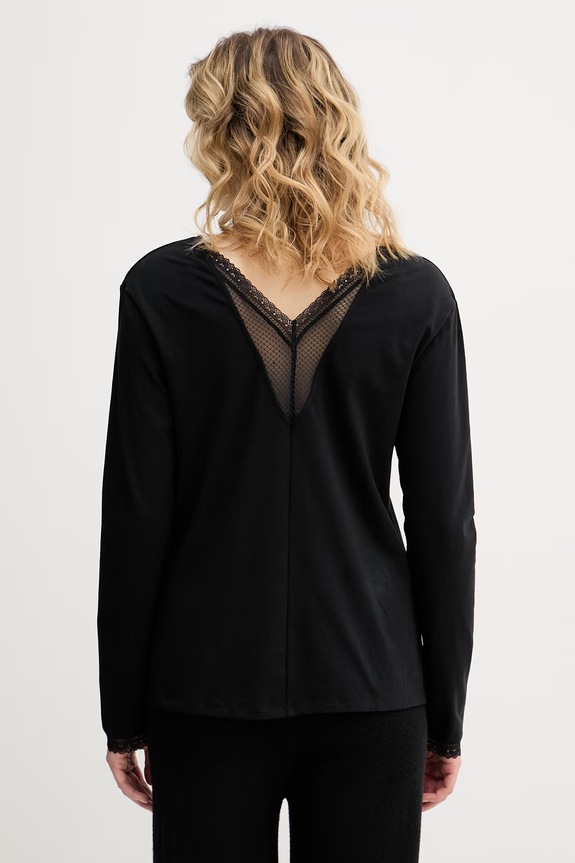 Chantelle dámské pyžamové tričko s dlouhým rukávem s bavlnou Romance C10YJ0 černá SS26