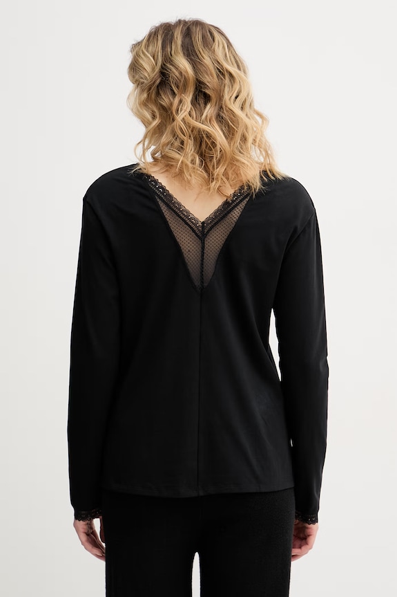 Chantelle dámské pyžamové tričko s dlouhým rukávem s bavlnou Romance C10YJ0 černá SS26