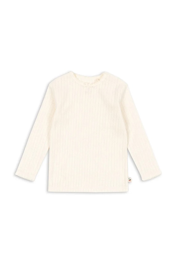 Bavlnené tričko s dlhým rukávom Konges Sløjd MINNIE BLOUSE GOTS bavlna béžová KS104372.PreSpring