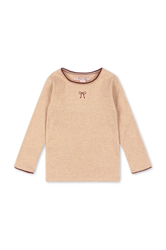Detské tričko s dlhým rukávom Konges Sløjd ROLI BLOUSE nášivka béžová KS104414.PreSpring