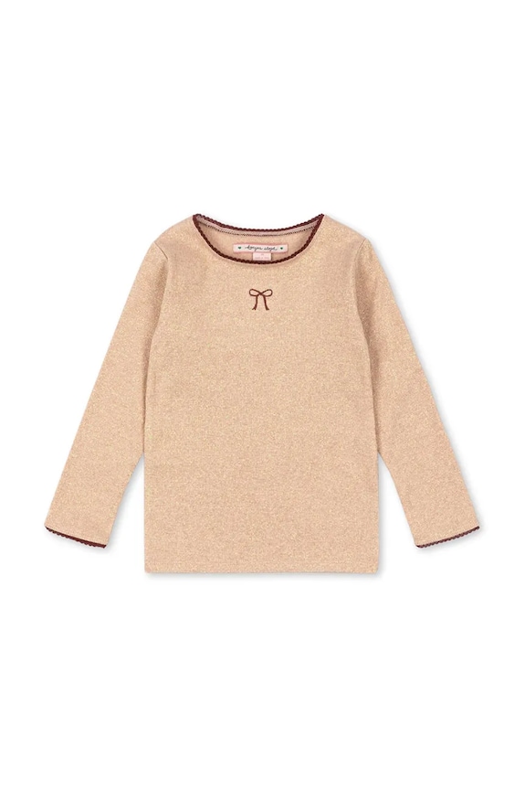 Detské tričko s dlhým rukávom Konges Sløjd ROLI BLOUSE nášivka béžová KS104414.PreSpring