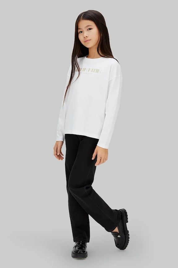 Παιδικό βαμβακερό μακρυμάνικο Calvin Klein Jeans λευκό IG0IG03090.128.176.PPY2