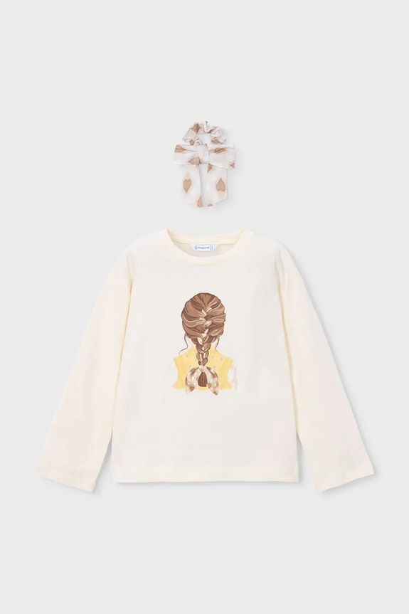 Mayoral longsleeve din bumbac pentru copii print bej 3020.6H.Mini.PPY2