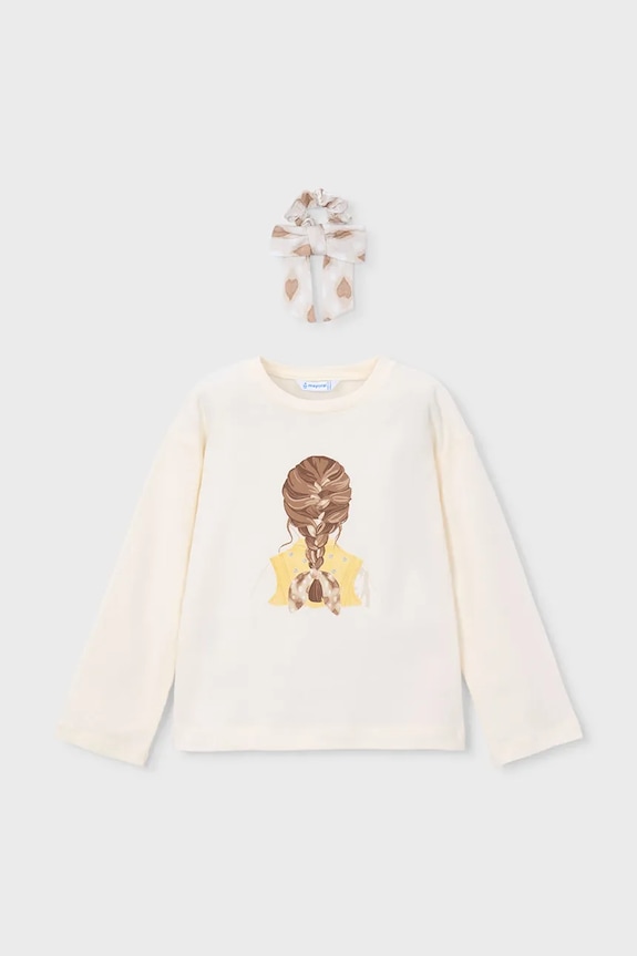 Mayoral longsleeve din bumbac pentru copii print bej 3020.6H.Mini.PPY2