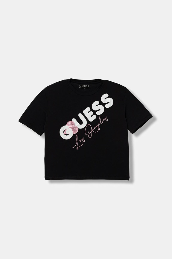 Παιδικό μπλουζάκι Guess στάμπα μαύρο J6RI00.K6YW4.PPY2