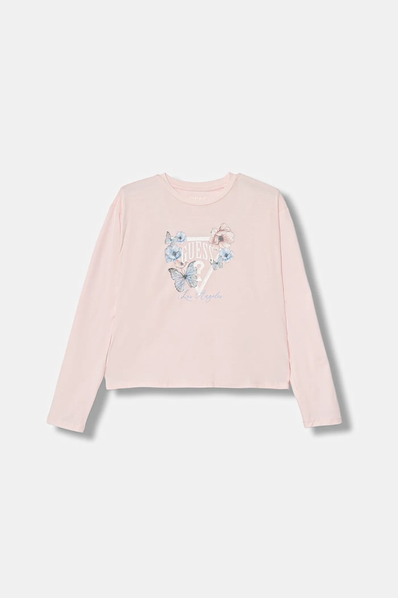 Dětské tričko s dlouhým rukávem Guess s elastanem růžová J6RI33.K6YW4.PPY2