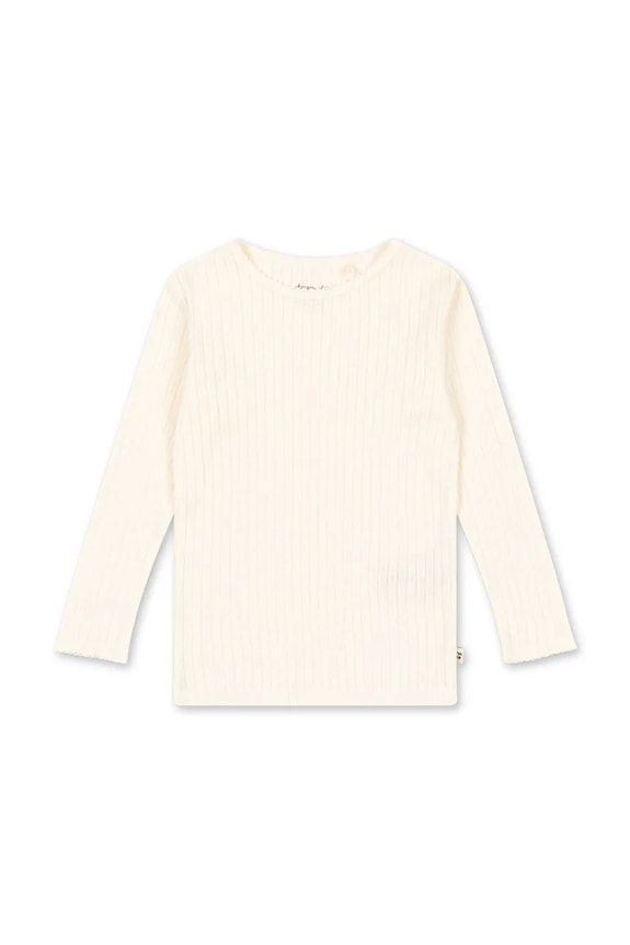 Konges Sløjd longsleeve din bumbac pentru copii MINNIE BLOUSE GOTS uni alb KS105001.PPY2
