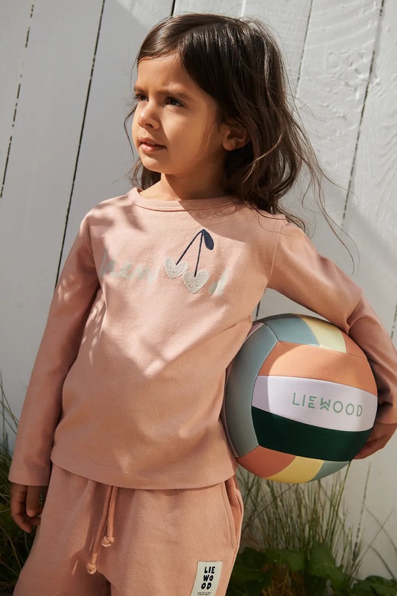 Liewood longsleeve bawełniany dziecięcy Apia Placement Longsleeve T-shirt aplikacja różowy LW20675.G.PPY2