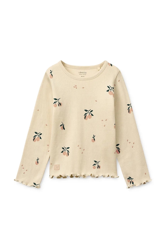 Dječja majica dugih rukava Liewood Nieve Printed Longsleeve Rib T-shirt Planet friendly bež LW20679.PPY2