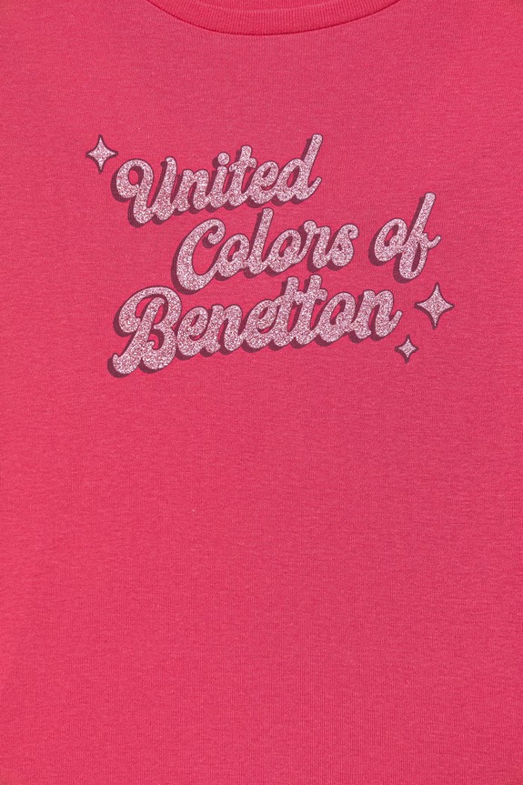 Dievča Detské bavlnené tričko s dlhým rukávom United Colors of Benetton 3I9WC10S7.G.Stagionale ružová