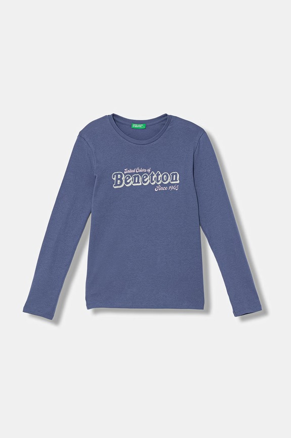 Detské bavlnené tričko s dlhým rukávom United Colors of Benetton tmavomodrá 3I9WC10S7.G.Stagionale