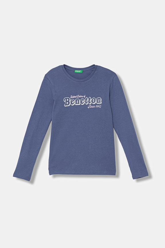 Detské bavlnené tričko s dlhým rukávom United Colors of Benetton tmavomodrá 3I9WC10S7.G.Stagionale