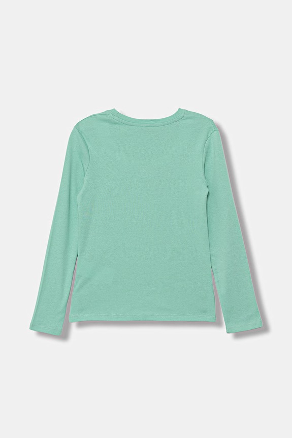 United Colors of Benetton bluză cu mânecă lungă pentru copii, din bumbac 3I9WC10S7.G.Stagionale turcoaz SS26