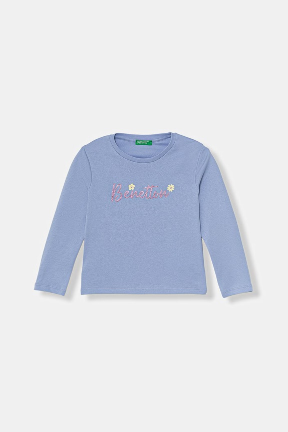 United Colors of Benetton maglietta a maniche lunghe per bambini in cotone blu 3I9WG10LT.P.Stagionale