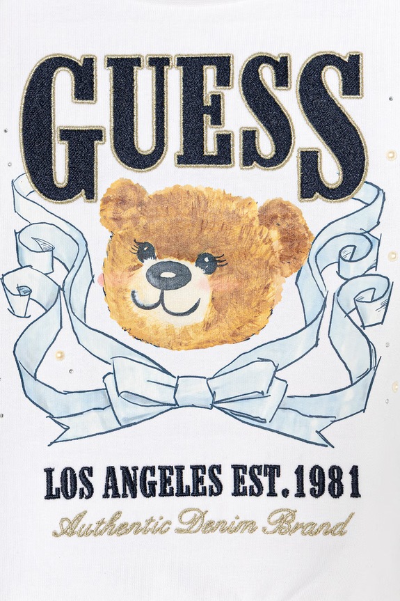 Κοριτσίστικα Παιδική βαμβακερή μπλούζα Guess J6GQ00.KA6R4.PPY2.M λευκό