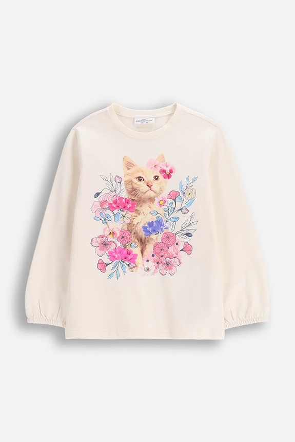 Coccodrillo longsleeve dziecięcy z bawełny beżowy WC6143103FGK