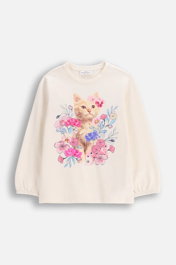 Coccodrillo longsleeve dziecięcy z bawełny beżowy WC6143103FGK