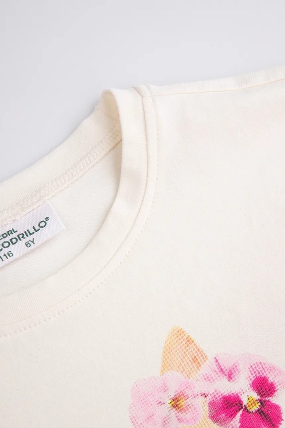 Dziewczynka Coccodrillo longsleeve dziecięcy z bawełny WC6143103FGK beżowy