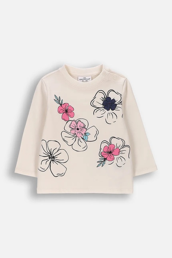 Coccodrillo longsleeve dziecięcy z bawełny beżowy WC6143101FGN