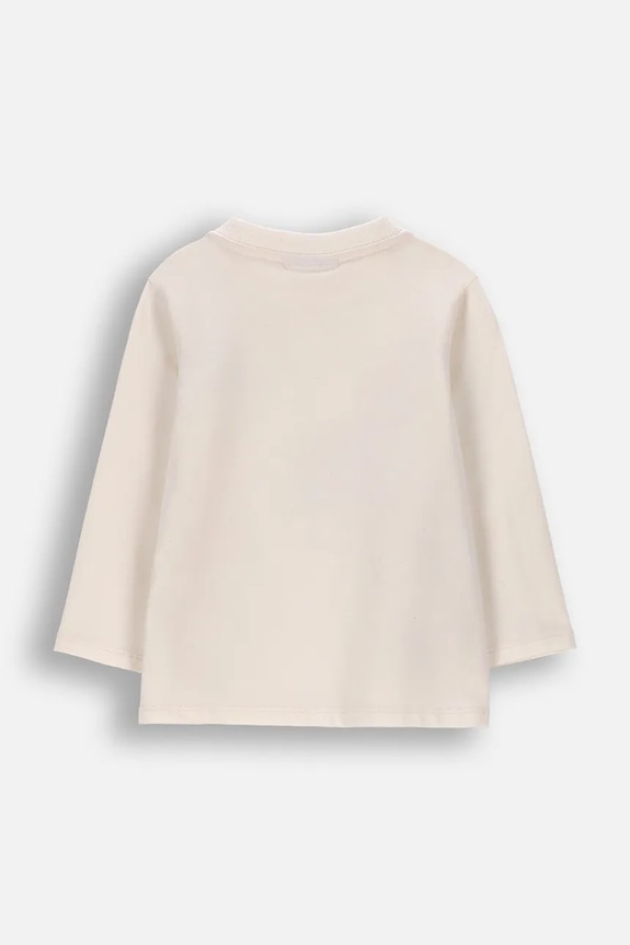 Coccodrillo longsleeve dziecięcy z bawełny WC6143101FGN beżowy SS26