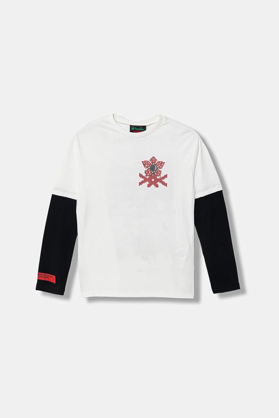United Colors of Benetton longsleeve din bumbac pentru copii print alb 3BL0C10R2.G.Seasonal