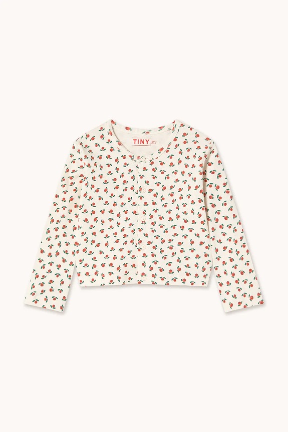 Tinycottons longsleeve copii TINY ROSES RIB KIDS JACKET SS26.098 alb SS26