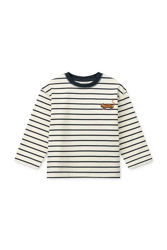 Dječja pamučna majica dugih rukava Liewood Tyler Stripe LS T-shirt Planet friendly bijela LW20354.PPY2