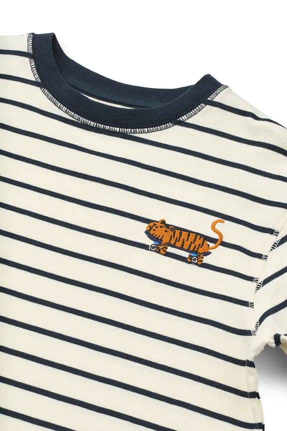 Dječaci Dječja pamučna majica dugih rukava Liewood Tyler Stripe LS T-shirt LW20354.PPY2 bijela