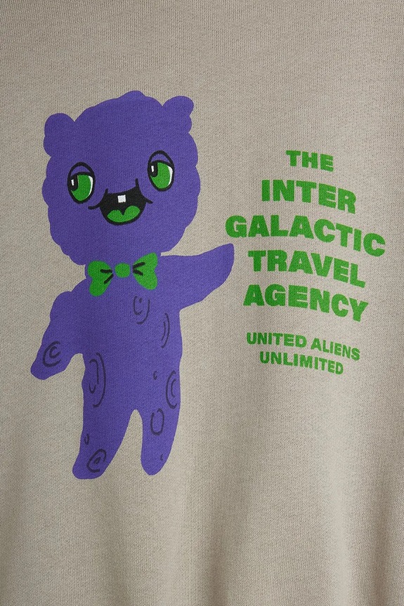 Mini Rodini hanorac de bumbac pentru copii Alien travel agency gri 26220121