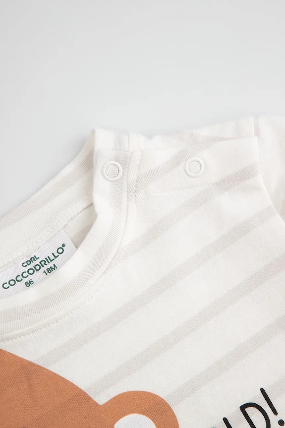 Băieți Coccodrillo longsleeve pentru bebeluși din bumbac WC6143101HUN bej