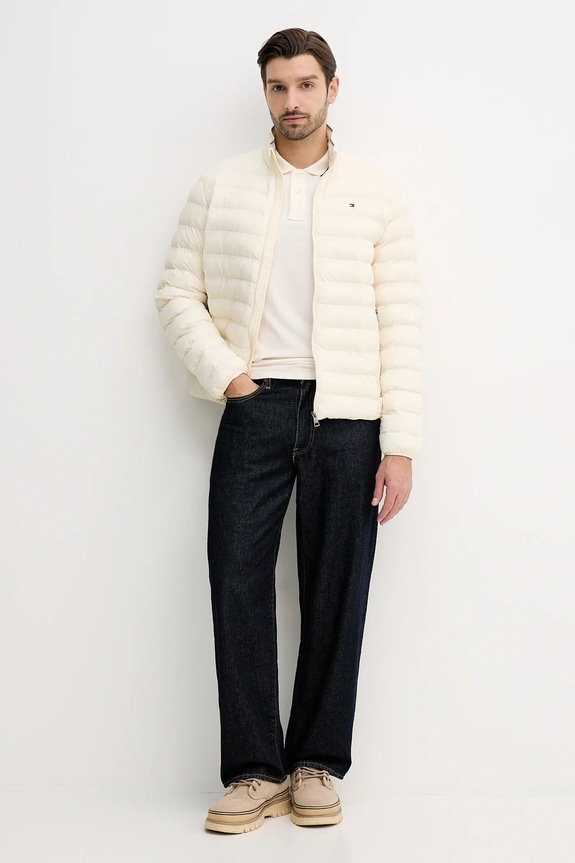 Bavlnené tričko s dlhým rukávom Tommy Hilfiger MW0MW41623 béžová SS26