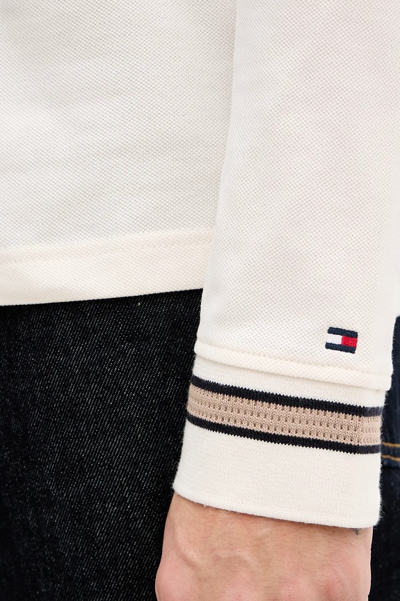 Bavlnené tričko s dlhým rukávom Tommy Hilfiger MW0MW41623 béžová