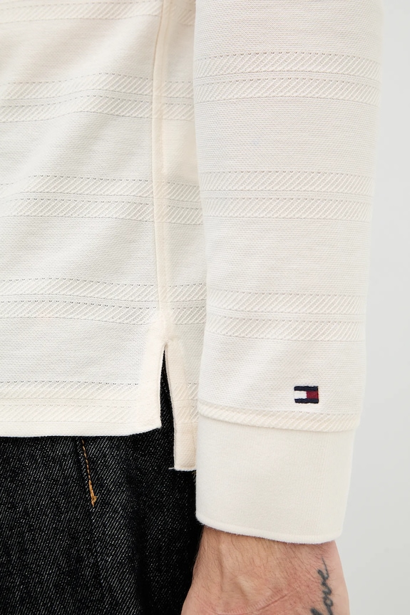Bavlnené tričko s dlhým rukávom Tommy Hilfiger béžová MW0MW41930