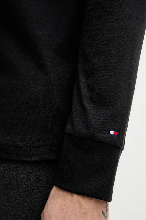 Bavlnené tričko s dlhým rukávom Tommy Hilfiger MW0MW41454 čierna