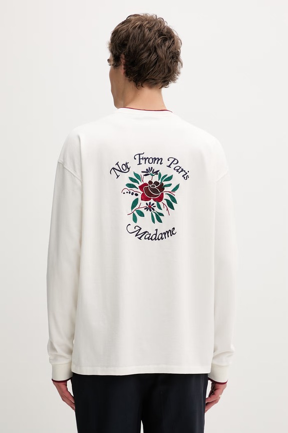Drôle de Monsieur Блуза с дълги ръкави мъжка от памук Manches Longues Slogan Rose свободна бежов J.TS287.CO248.OW