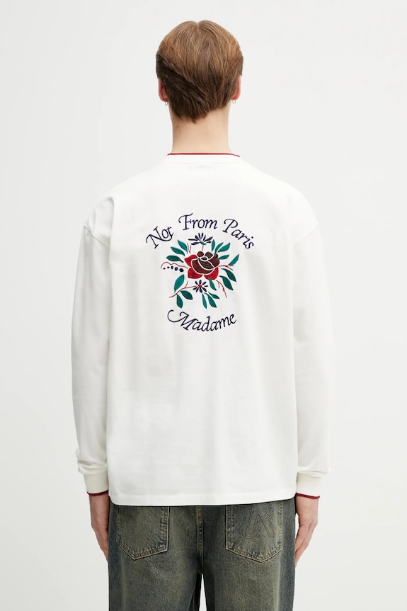 Drôle de Monsieur Manches Longues Slogan Rose лонгслів чоловічий бавовняний бавовна бежевий J.TS287.CO248.OW