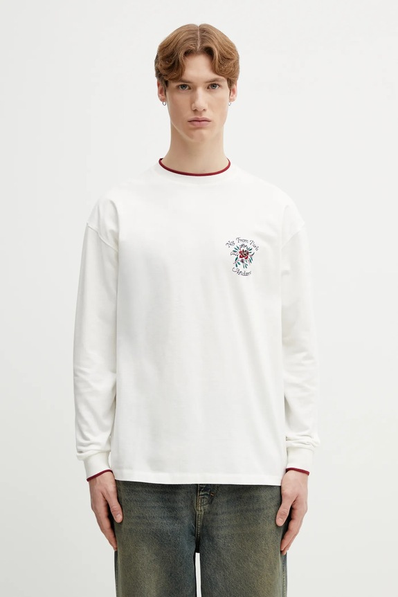 Abbigliamento Drôle de Monsieur Maglietta a maniche lunghe da uomo in cotone Slogan Rose J.TS287.CO248.OW beige
