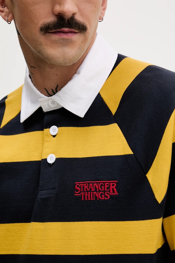 Βαμβακερή μπλούζα με μακριά μανίκια United Colors of Benetton x Stranger Things 3T6YU302P σκούρο μπλε