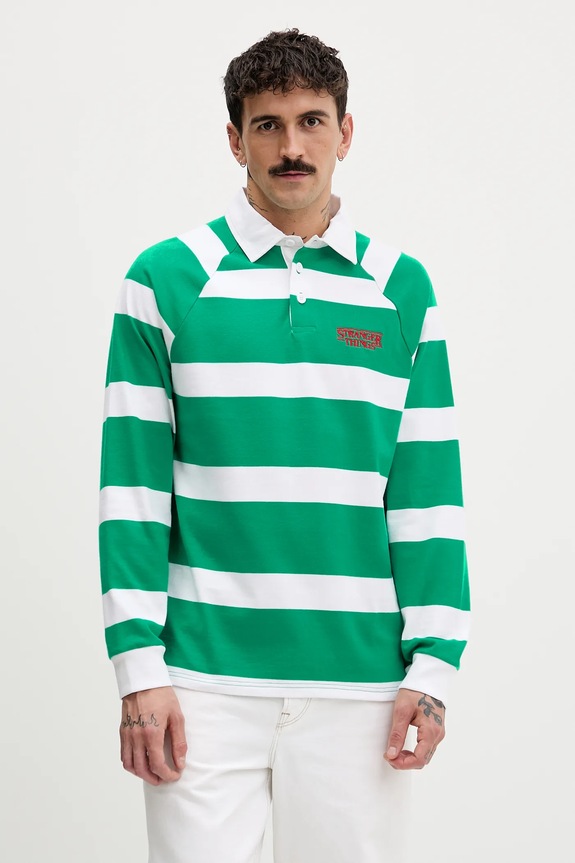 Βαμβακερή μπλούζα με μακριά μανίκια United Colors of Benetton x Stranger Things βαμβάκι πράσινο 3T6YU302P