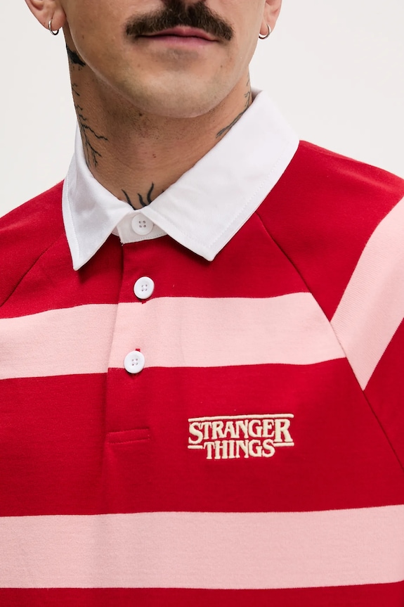 Bavlněné tričko s dlouhým rukávem United Colors of Benetton x Stranger Things 3T6YU302P burgundské