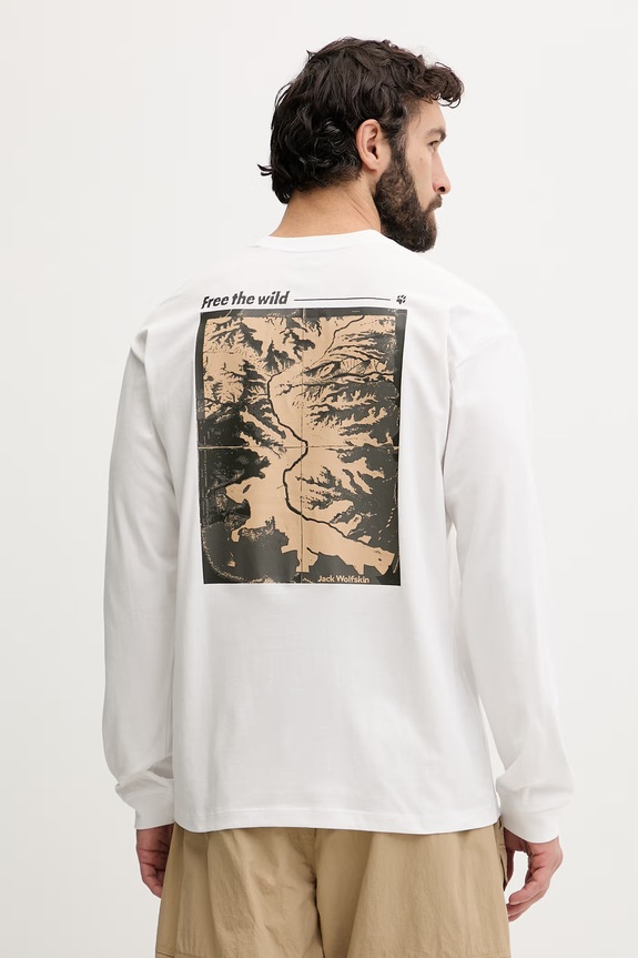 Jack Wolfskin μακρυμάνικο Ανδρικό βαμβακερό Confident λευκό A65918