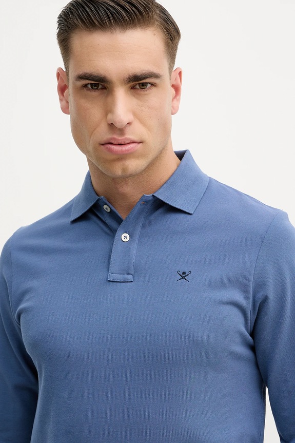 Hackett London longsleeve din bumbac albastru HM5500022