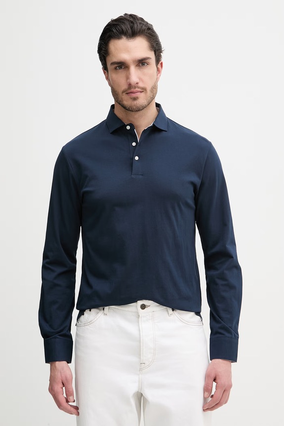Hackett London longsleeve din bumbac pentru copii uni bleumarin HM5500029