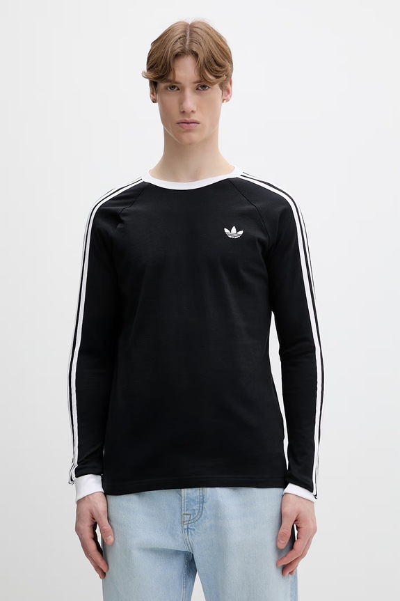 adidas Originals top a maniche lunghe in cotone semplice nero KE3546