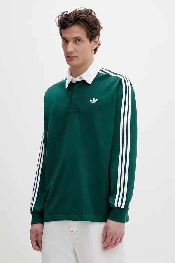 Хлопковый лонгслив adidas Originals relaxed зелёный KE3572