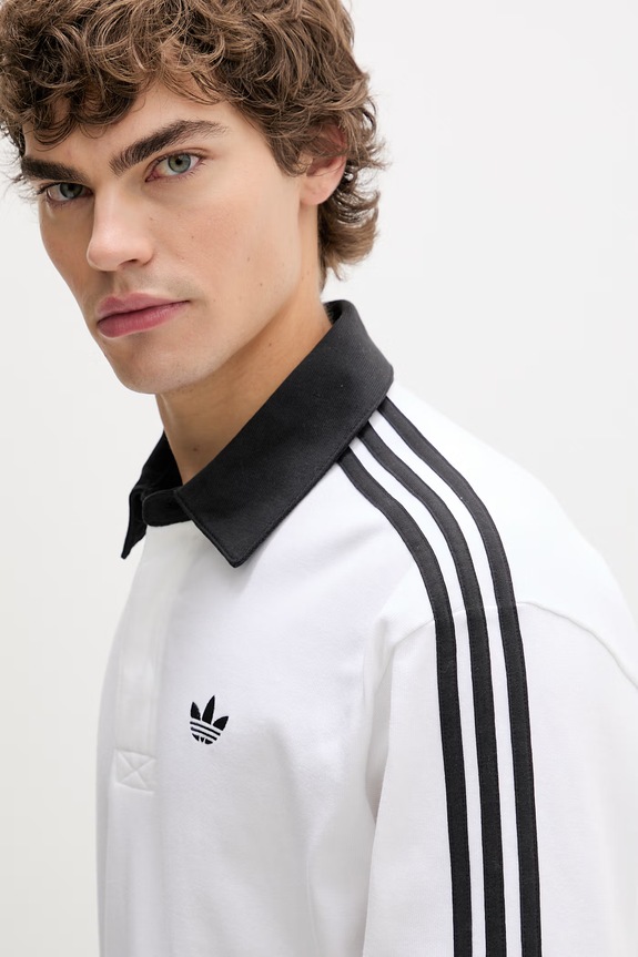 Bombažna majica z dolgimi rokavi adidas Originals bela KE3575