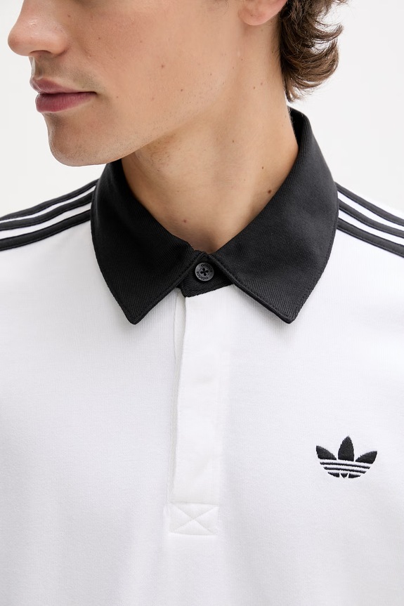 Bombažna majica z dolgimi rokavi adidas Originals KE3575 bela