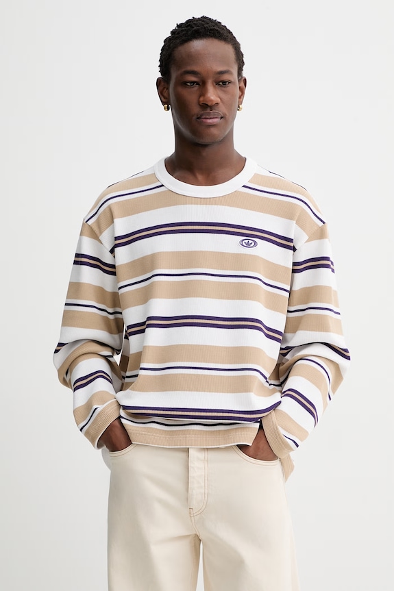 adidas Originals longsleeve wzorzyste beżowy KS6849